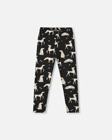 Printed Jersey Leggings Black With Dalmatians | Deux par Deux | Jenni Kidz