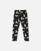 Printed Jersey Leggings Black With Dalmatians | Deux par Deux | Jenni Kidz