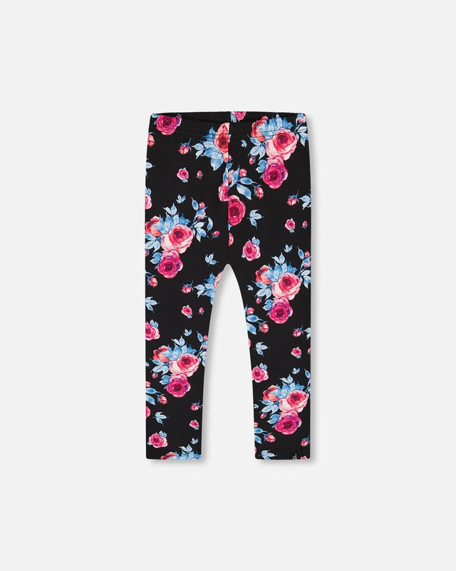 Printed Leggings Black With Roses | Deux par Deux | Jenni Kidz