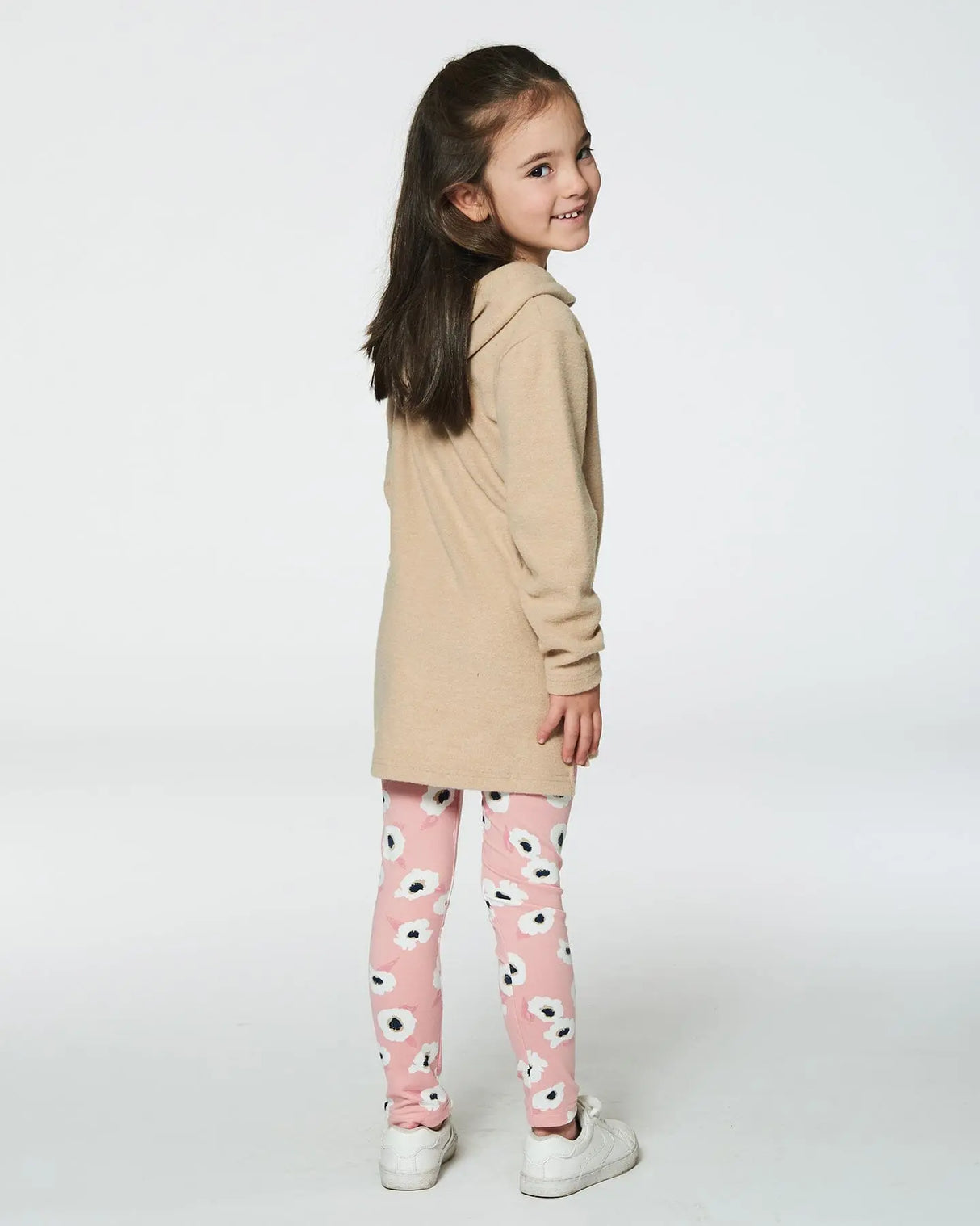 Printed Leggings Pink With White Flowers | Deux par Deux | Jenni Kidz