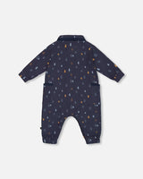 Printed Muslin Jumpsuit Blue With Pine | Deux par Deux | Jenni Kidz