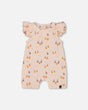 Printed Muslin One Piece Romper Peach With Pears | Deux par Deux | Jenni Kidz