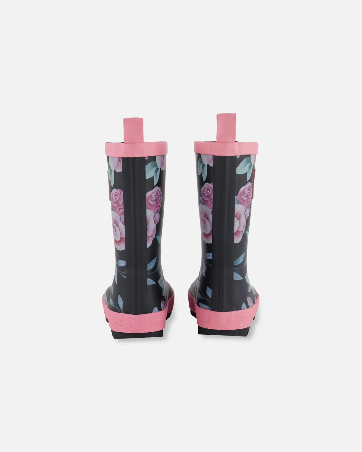 Printed Rain Boots Pink, Black, And Flowers | Deux par Deux | Jenni Kidz