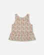 Printed Tank Top With Flounce Small Flowers On White Background | Deux par Deux | Jenni Kidz