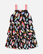 Printed Tiered Dress Ice Lollipops And Black | Deux par Deux | Jenni Kidz