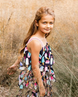 Printed Tiered Dress Ice Lollipops And Black | Deux par Deux | Jenni Kidz