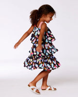 Printed Tiered Dress Ice Lollipops And Black | Deux par Deux | Jenni Kidz