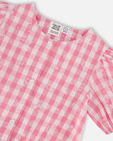 Puff Sleeve Top Pink And White Checks | Deux par Deux | Jenni Kidz