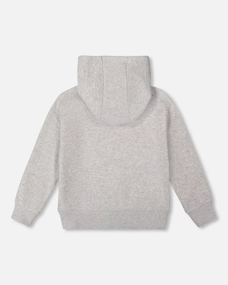 Pullover Fleece Hooded Sweatshirt Light Heather Gray | Deux par Deux | Jenni Kidz