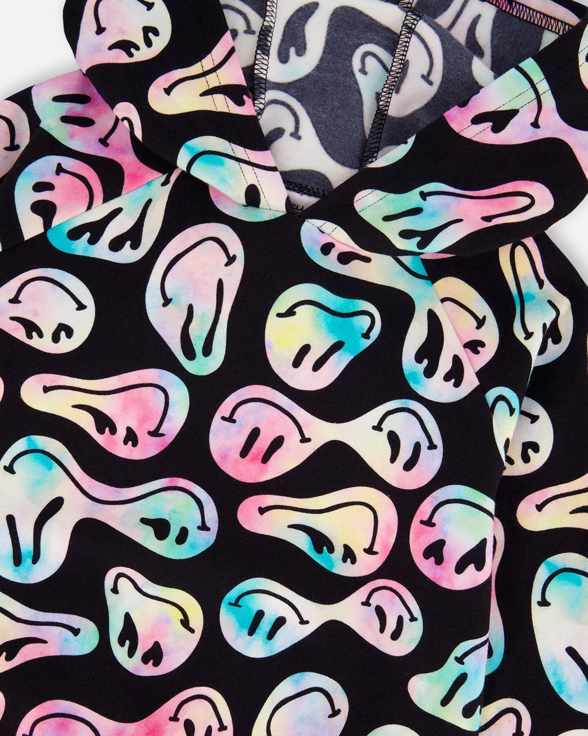 Pullover Fleece Hoodie Smiley Face Girl | Deux par Deux | Jenni Kidz