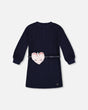 Quilted Heart Fleece Dress With Belt Navy | Deux par Deux | Jenni Kidz