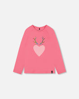 Raglan Sleeve T-Shirt With Print Candy Pink | Deux par Deux | Jenni Kidz