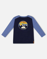 Raglan T-Shirt With Print Navy | Deux par Deux | Jenni Kidz