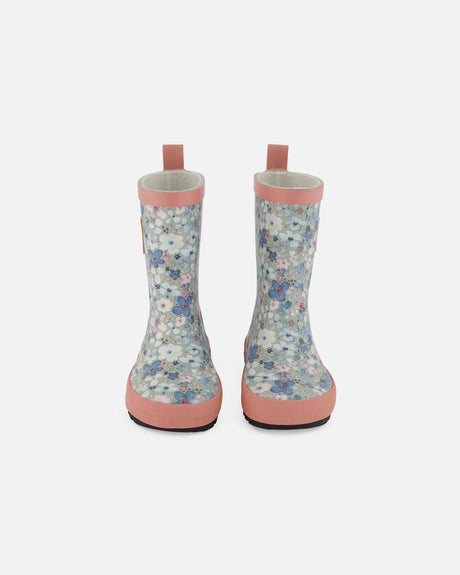 Rain Boots Baby Blue Printed Watercolor Flowers | Deux par Deux | Jenni Kidz