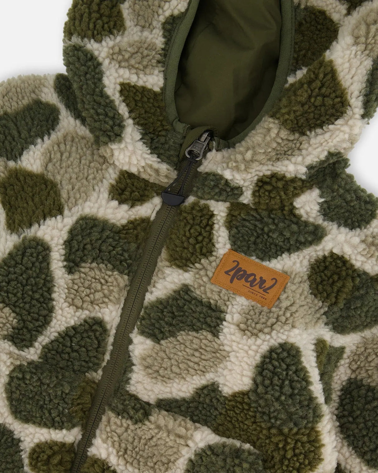 Reversible Sherpa Jacket Camouflage Green | Deux par Deux | Jenni Kidz