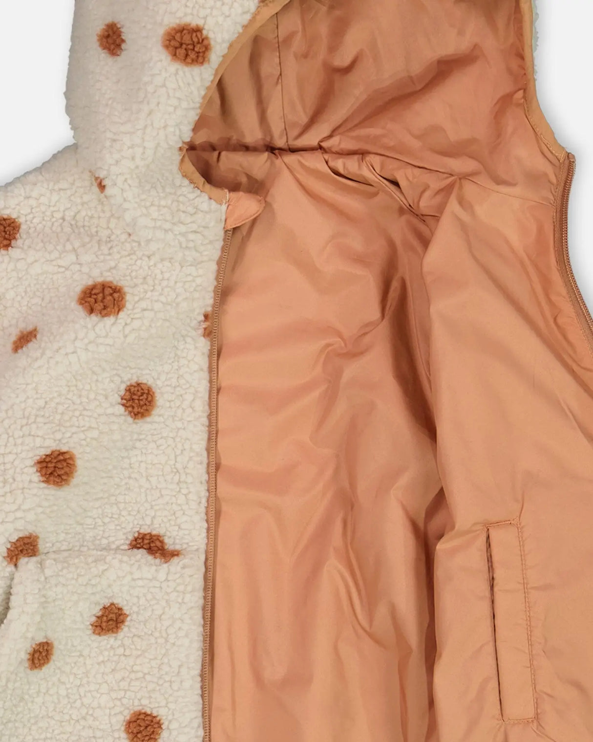 Reversible Sherpa Jacket Pinky Brown With Dots | Deux par Deux | Jenni Kidz