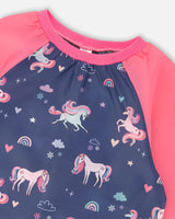 School Apron Navy Unicorn Print | Deux par Deux | Jenni Kidz
