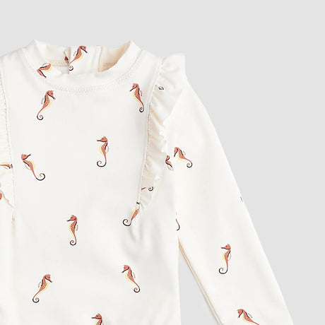 Seahorse On Crème Long-Sleeve Swimsuit | Miles The Label | Miles The Label | Jenni Kidz
