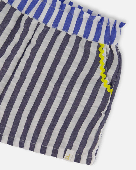 Seersucker Short Navy Blue And White | Deux par Deux | Jenni Kidz
