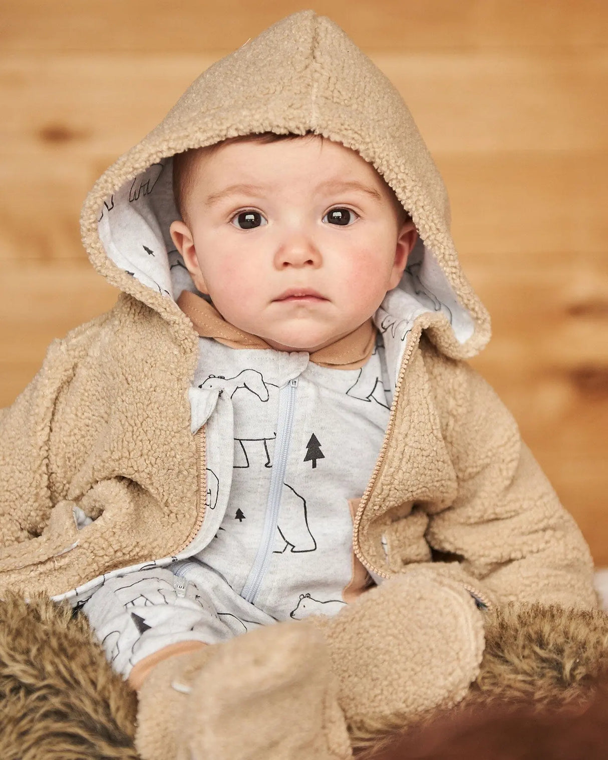 Sherpa Hooded Zip Jacket Sand | Deux par Deux | Jenni Kidz