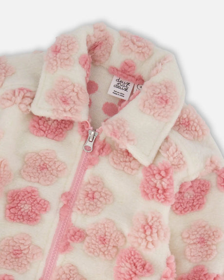 Sherpa Overshirt Off-White And Pink | Deux par Deux | Jenni Kidz