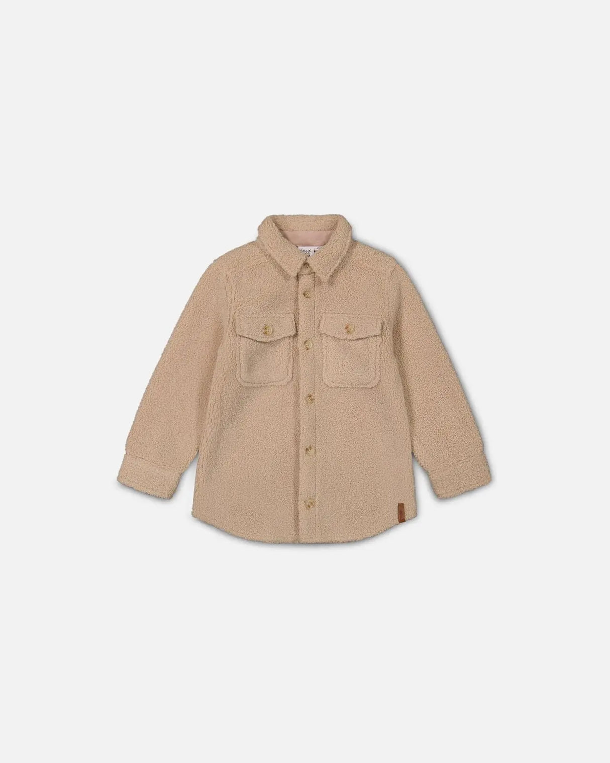 Sherpa Overshirt With Pocket Beige | Deux par Deux | Jenni Kidz