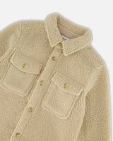 Sherpa Overshirt With Pocket Beige | Deux par Deux | Jenni Kidz