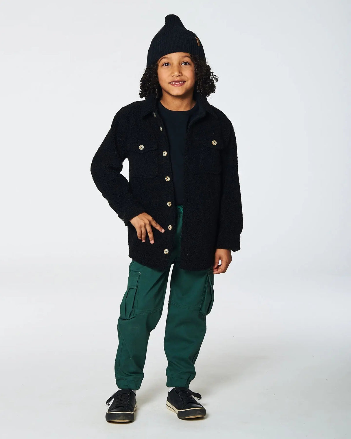 Sherpa Overshirt With Pocket Black | Deux par Deux | Jenni Kidz