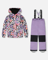 Shop Deux par Deux purple gray two-piece snowsuit – jacket and pants front view