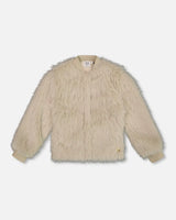 Short Faux Fur Coat Beige | Deux par Deux | Jenni Kidz