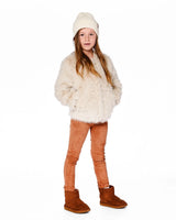 Short Faux Fur Coat Beige | Deux par Deux | Jenni Kidz