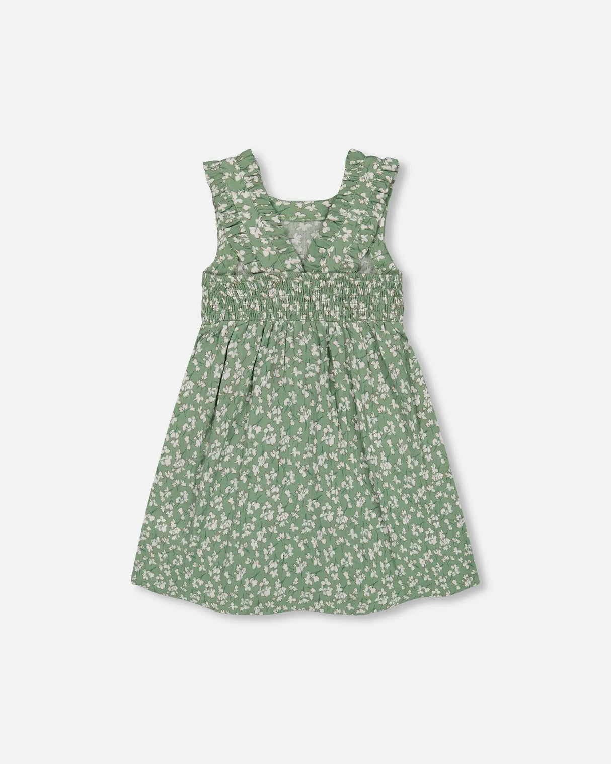 Sleeveless Muslin Dress Green Jasmine Flower Print | Deux par Deux | Jenni Kidz