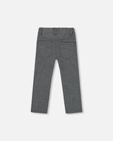 Stretch Jacquard Pants Grey Herringbone | Deux par Deux | Jenni Kidz