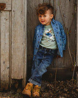 Stretch Jeans Dark Blue With Rolled Cuffs | Deux par Deux | Jenni Kidz