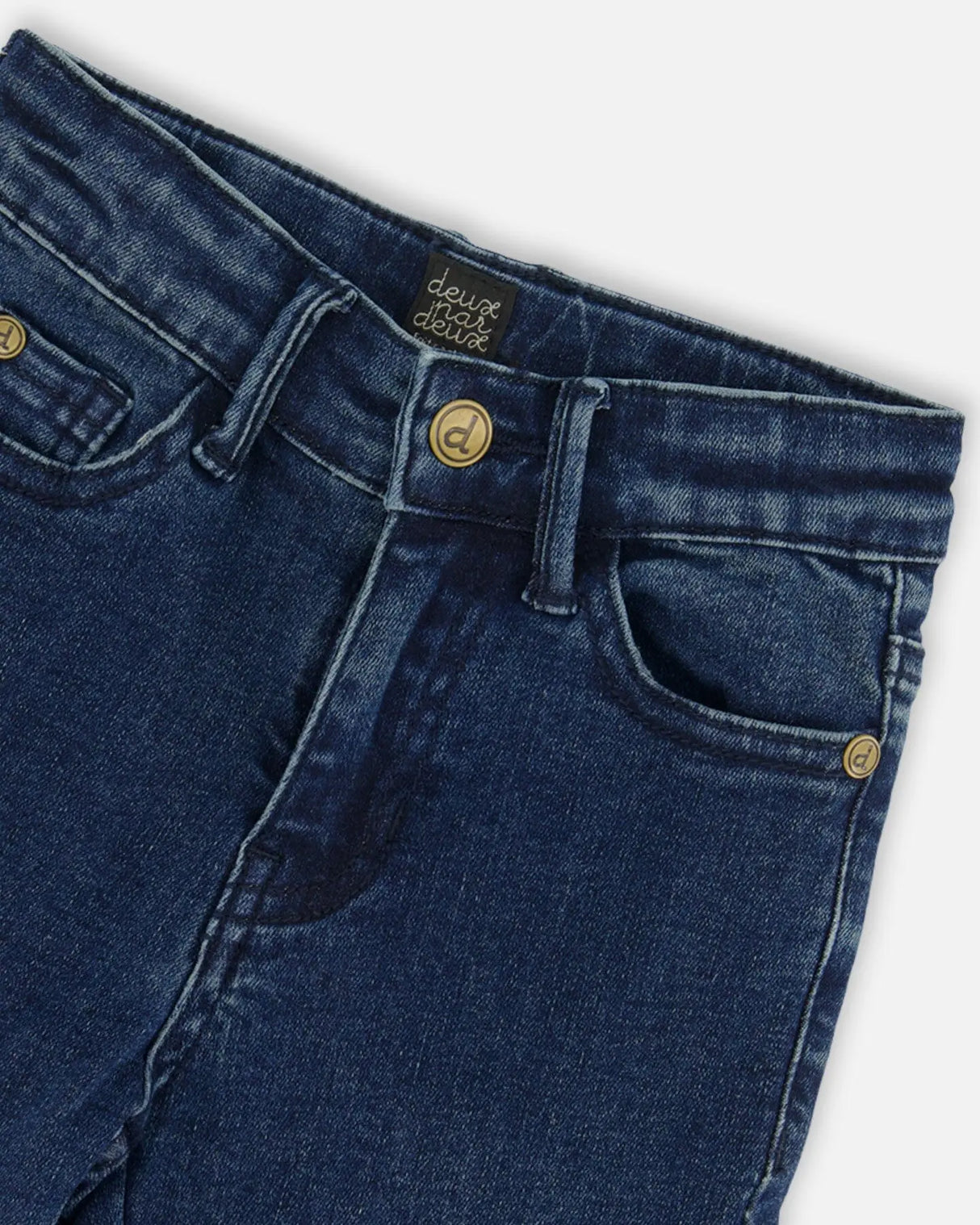 Stretch Jeans Straight Leg Dark Blue Denim | Deux par Deux | Jenni Kidz