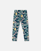 Stretch Jersey Leggings Green Cat Print | Deux par Deux | Jenni Kidz