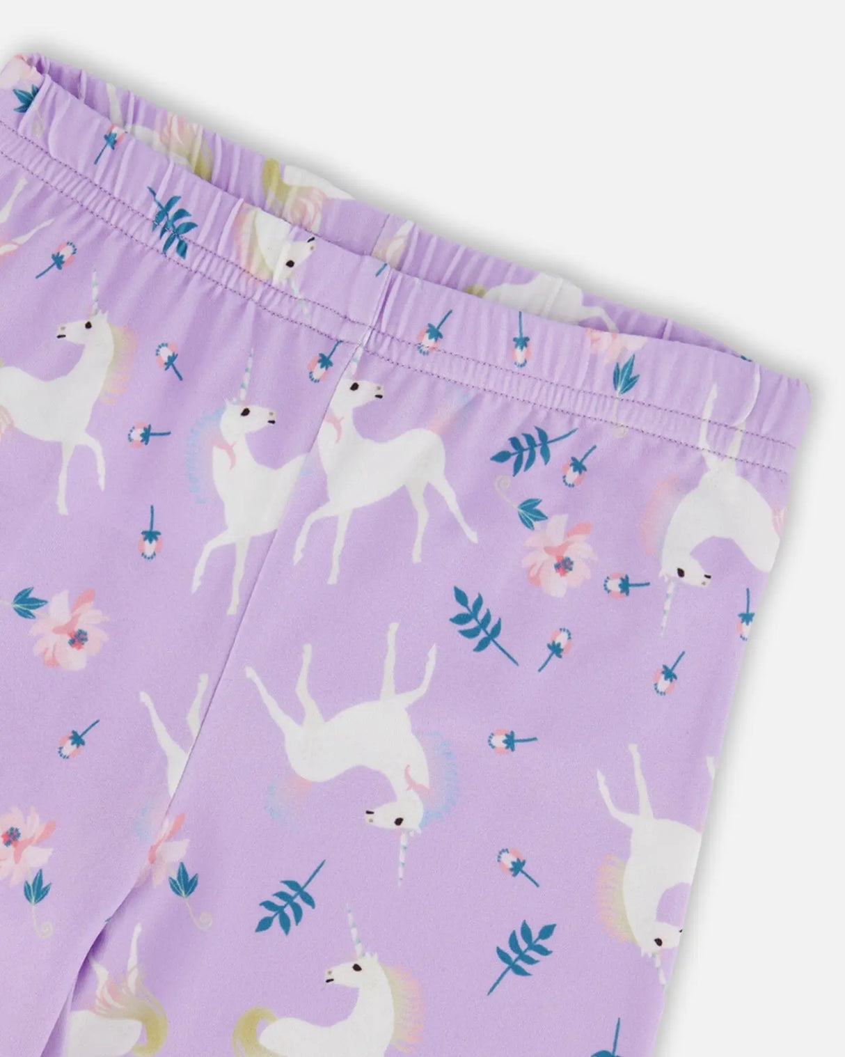 Stretch Jersey Leggings Lilac Unicorn Print | Deux par Deux | Jenni Kidz