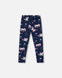 Stretch Jersey Leggings Navy Unicorn Print | Deux par Deux | Jenni Kidz