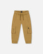 Stretch Twill Cargo Jogger Pants Dark Beige | Deux par Deux | Jenni Kidz