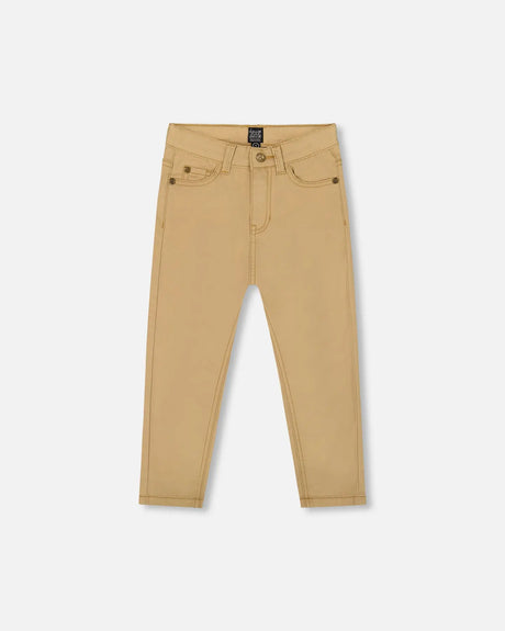 Stretch Twill Pants Light Golden Beige | Deux par Deux | Jenni Kidz