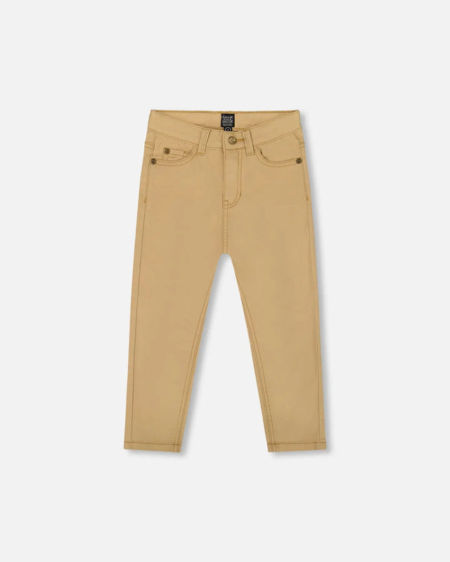 Stretch Twill Pants Light Golden Beige | Deux par Deux | Jenni Kidz