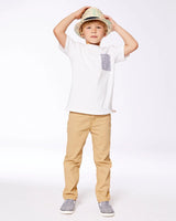 Stretch Twill Pants Light Golden Beige | Deux par Deux | Jenni Kidz