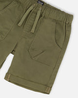 Stretch Twill Short Dark Olive Green | Deux par Deux | Jenni Kidz