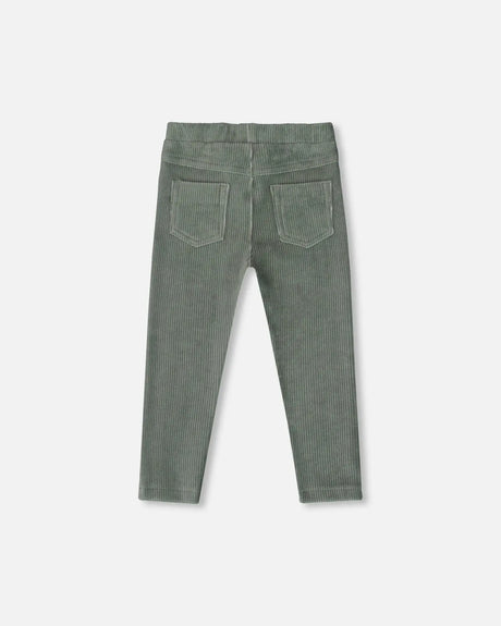 Stretch Velour Tregging Jade Green | Deux par Deux | Jenni Kidz