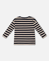 Striped Rib T-Shirt Navy | Deux par Deux | Jenni Kidz