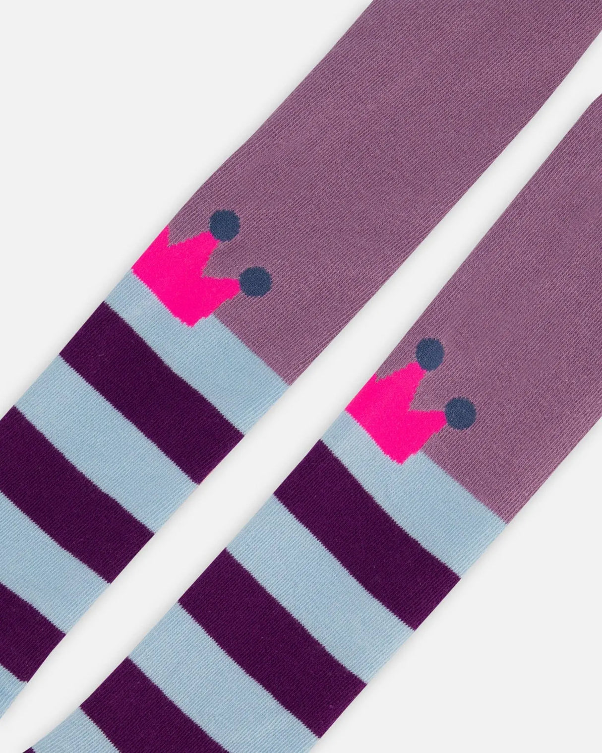 Striped Tights With Crown Knees Mauve | Deux par Deux | Jenni Kidz