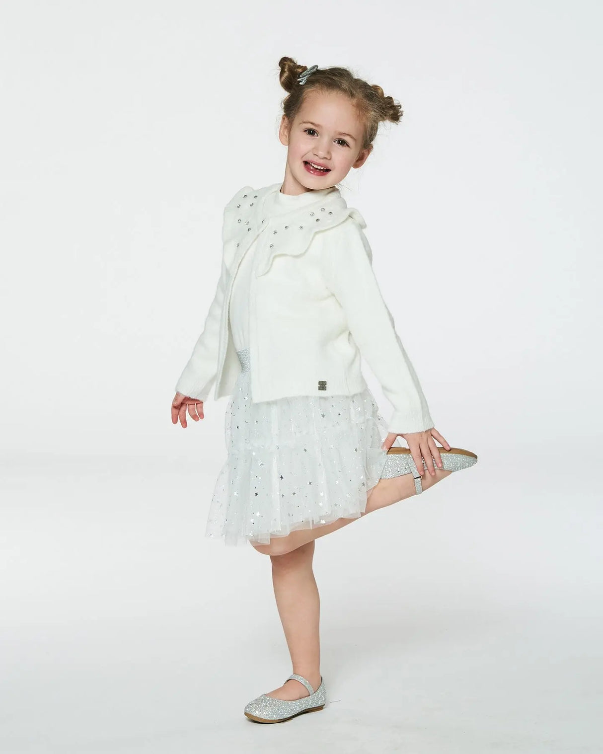 Super Soft Brushed Mock Neck Top Off White | Deux par Deux | Jenni Kidz