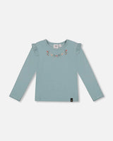 Super Soft Brushed Rib T-Shirt Light Blue | Deux par Deux | Jenni Kidz