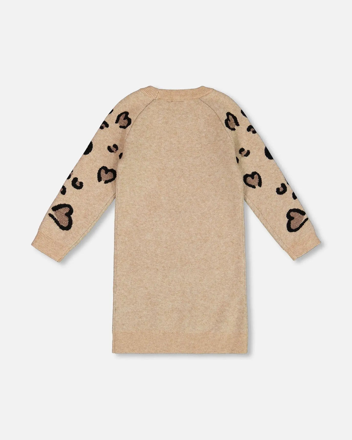 Sweater Dress With Heart Jacquard Beige Mix | Deux par Deux | Jenni Kidz