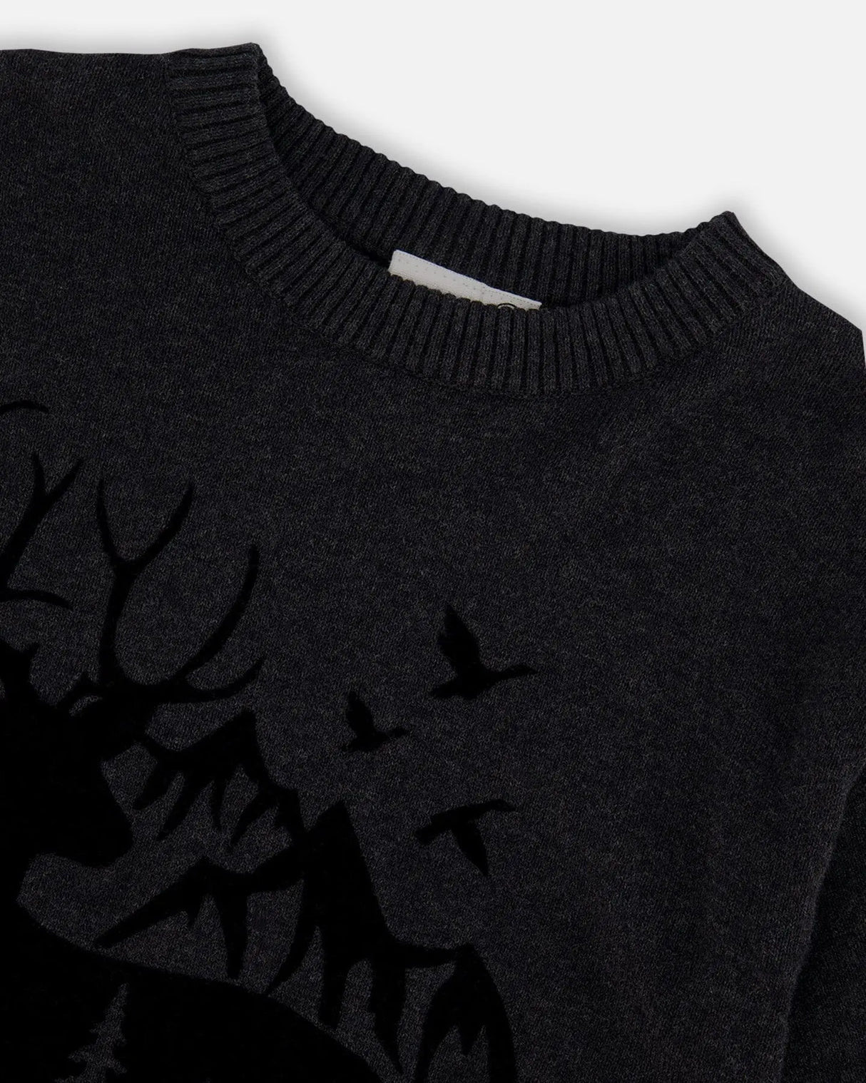 Sweater With Deer Flocking Dark Gray | Deux par Deux | Jenni Kidz